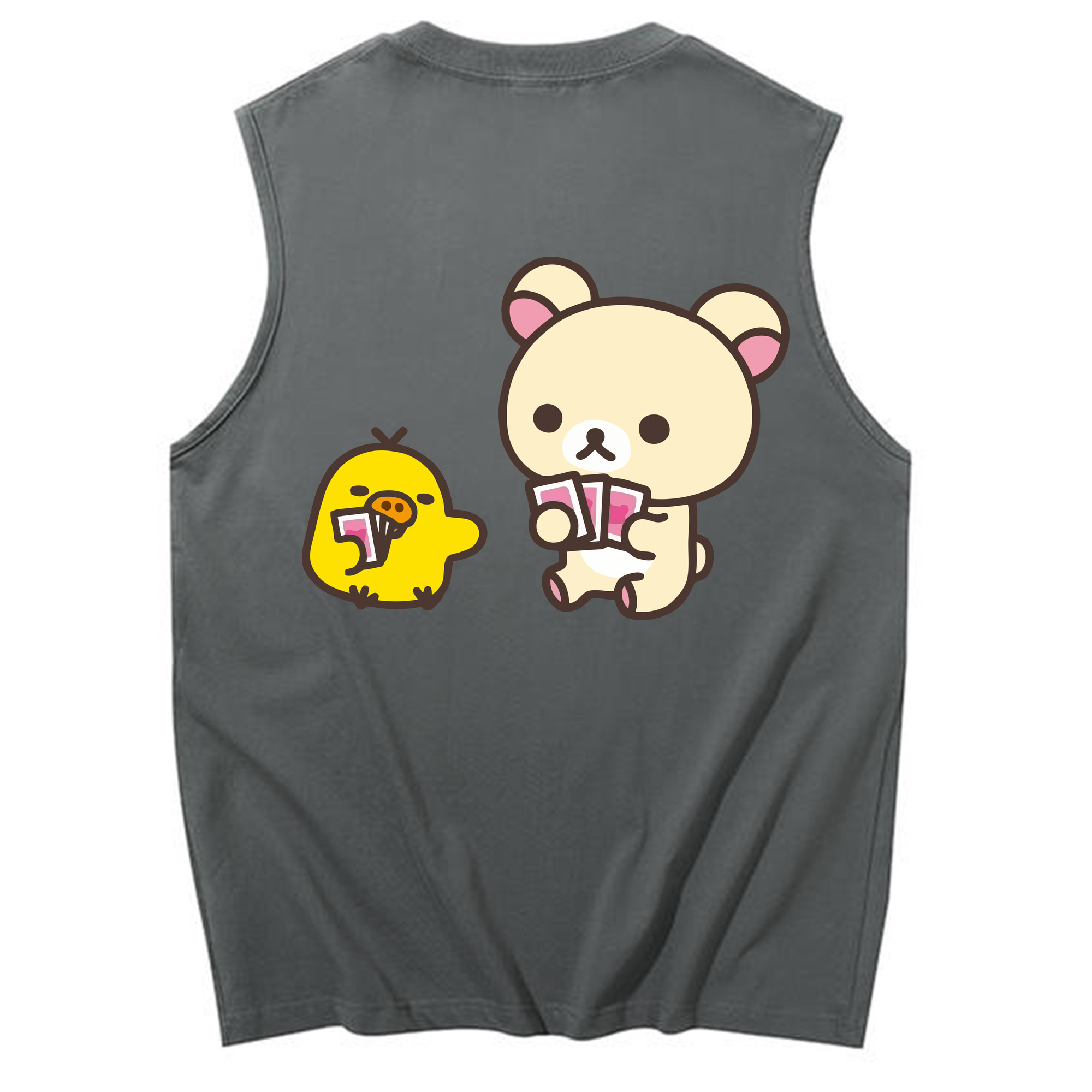 （画像用） リラックマ リラックマ キイロイトリ Rilakkuma Korilakkuma Kiiroitori コットン100％タンクトップ（背面プリント）